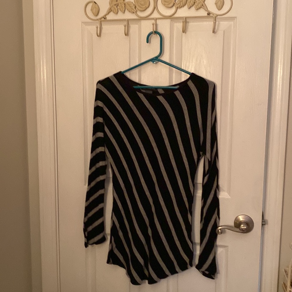 INC Black and Grey stripe top size XS